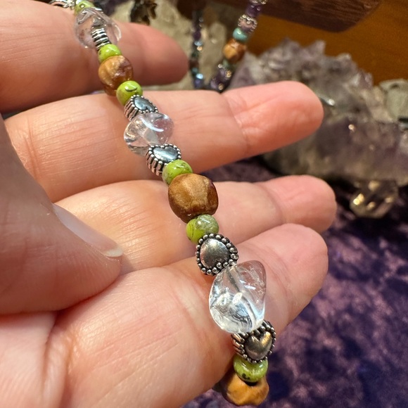 Navajo Native American Ghost Bead & Clear Quartz Bracelet - Handmade - Picture 4 of 9